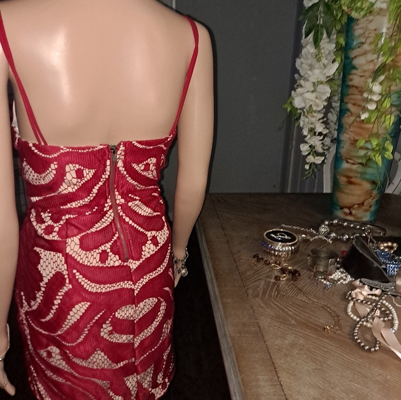 Gorgeous 😍 red & nude dress, size 10 - Picture 9 of 10